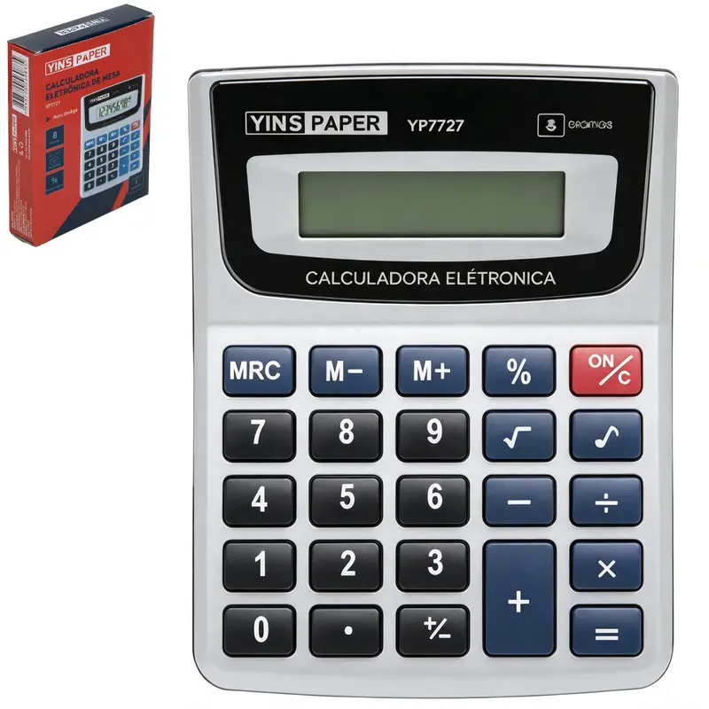 CALCULADORA ELETRONICA DE MESA 8 DIGITOS COM SOM YINS PAPER A BATERIA 12,5X9,5CM