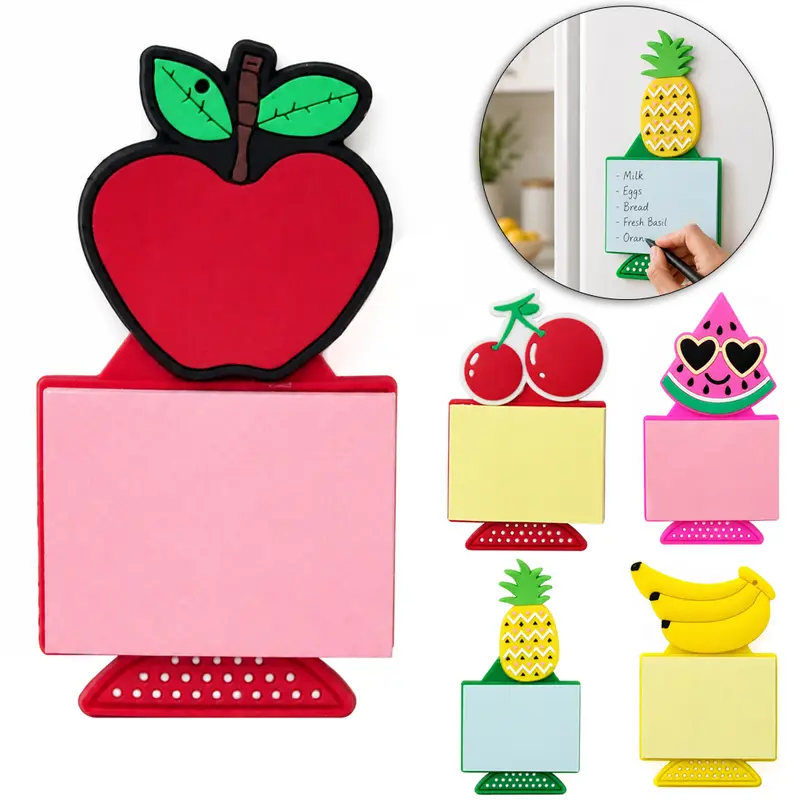 BLOCO DE ANOTACAO STICKER ADESIVO E MAGNETICO RETANGULAR FRUTAS COM 40 FOLHAS 5X3,8CM