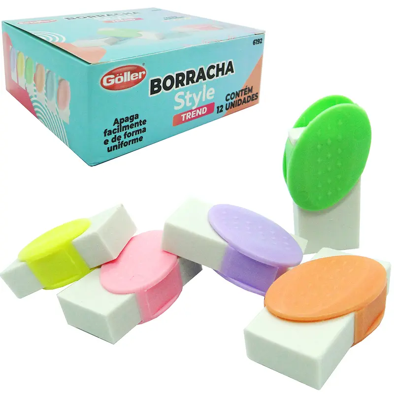 BORRACHA ESCOLAR STYLE TREND COLORS COM 12 PECAS NA CAIXA