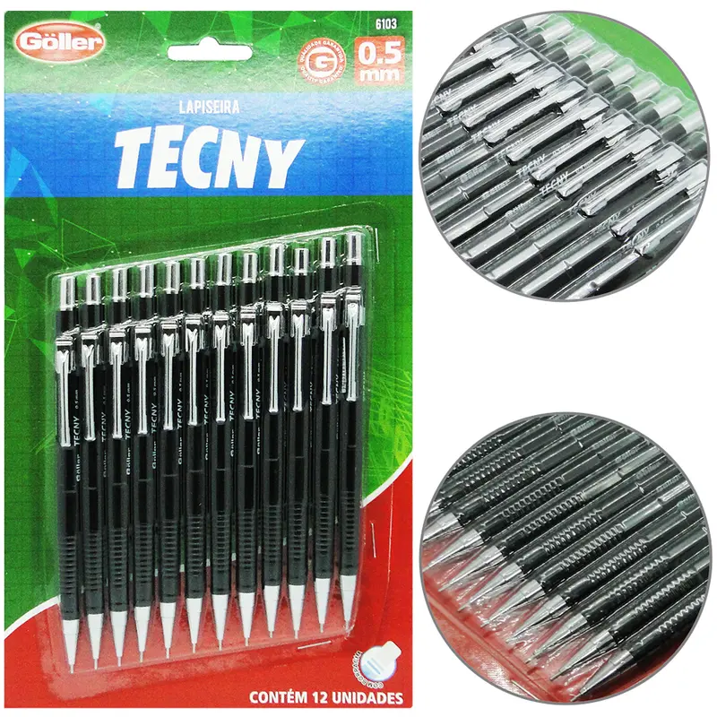 LAPISEIRA TECNICA TECNY 0.5MM COM BORRACHA COM 12 PECAS NA CARTELA