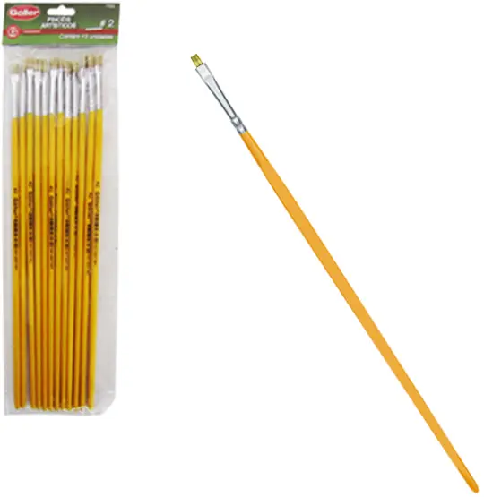 PINCEL ARTISTICO PONTA RETA Nº2 COM 12 PECAS 25CM NA SOLAPA