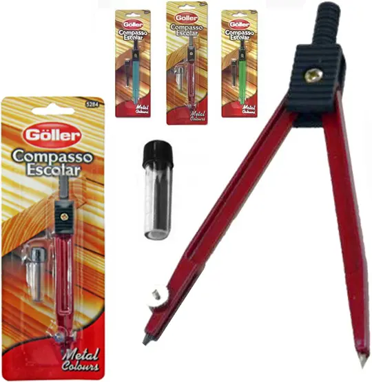 COMPASSO ESCOLAR DE METAL COM REFIL COLORS NA CARTELA