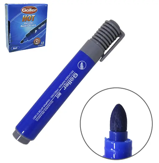MARCADOR AZUL HOT PARA QUADRO BRANCO COM 12 PECAS