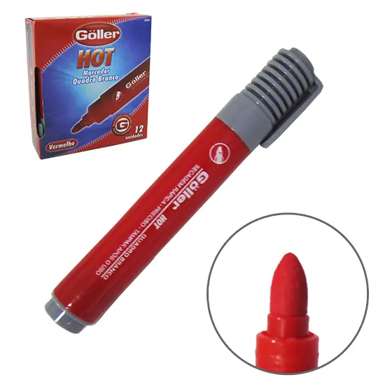 MARCADOR VERMELHO HOT PARA QUADRO BRANCO COM 12 PECAS