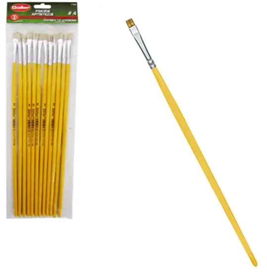 PINCEL ARTISTICO PONTA RETA Nº4 COM 12 PECAS 25CM NA SOLAPA