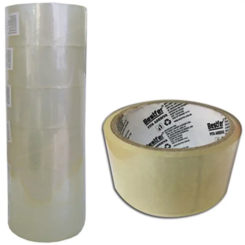 FITA DE EMPACOTAMENTO ADESIVA TRANSPARENTE COM 6 PECAS 45MMX30M
