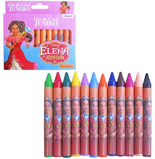 GIZ DE CERA JUMBO ELENA COM 12 CORES