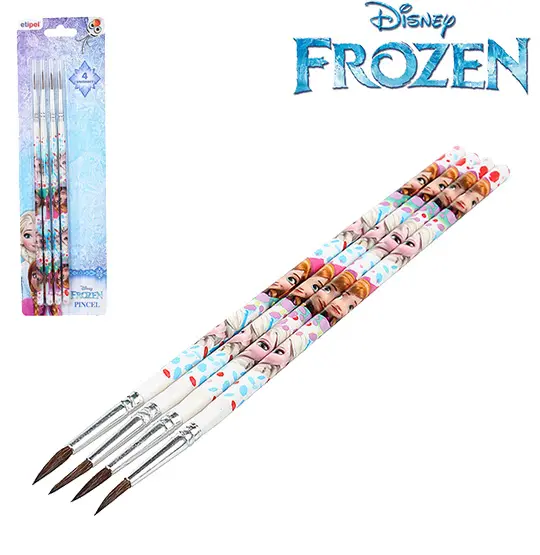PINCEL ARTISTICO INFANTIL PONTA ARREDONDADA COM 4 PECAS FROZEN NA CARTELA
