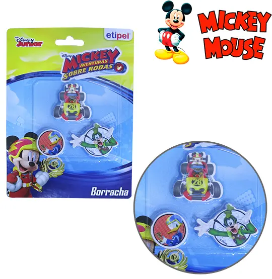 BORRACHA ESCOLAR COM 3 PECAS MICKEY NA CARTELA
