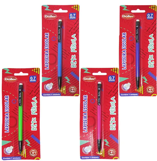 LAPISEIRA BITZ PEROLA COLORS 0.7MM COM BORRACHA NA CARTELA