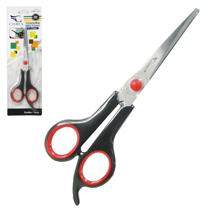TESOURA DE BARBEIRO / CABELEIREIRO DE INOX 7'' 17,8CM NA CARTELA