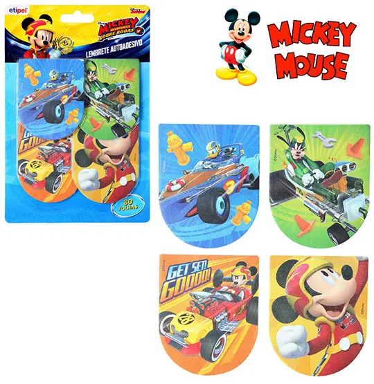 BLOCO DE ANOTACAO STICKER ADESIVO COM 80 FOLHAS MICKEY 8X6,5CM NA CARTELA