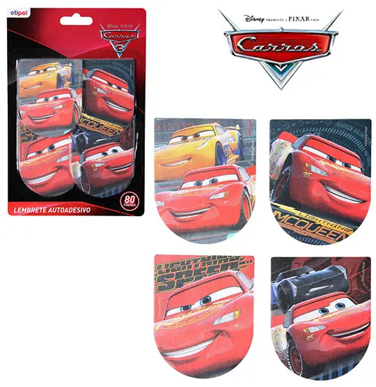 BLOCO DE ANOTACAO STICKER ADESIVO COM 80 FOLHAS CARROS 8X6,5CM NA CARTELA