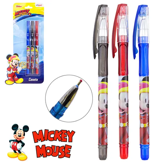 CANETA ESFEROGRAFICA COLORS COM 3 PECAS MICKEY