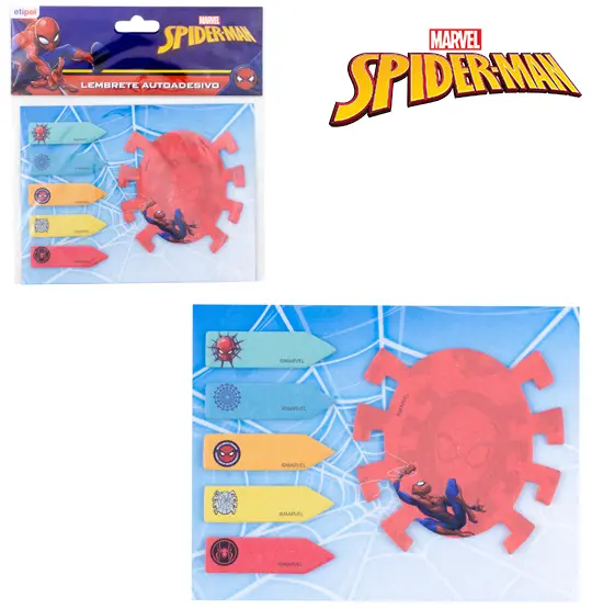 BLOCO DE ANOTACAO STICKER COM MARCADOR DE PAGINA ADESIVO COM 120 FOLHAS HOMEM ARANHA/SPIDER MAN