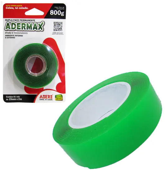 FITA ADESIVA DUPLA FACE DE GEL TRANSPARENTE ADERMAX 19MMX2M
