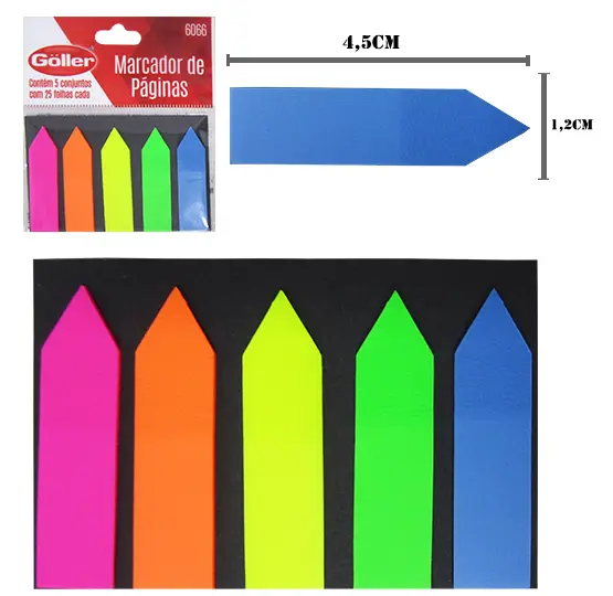 MARCADOR DE PAGINA / BLOCO DE ANOTACAO STICKER ADESIVO SETA COM 125 FOLHAS COLORS 4,5X1,2CM