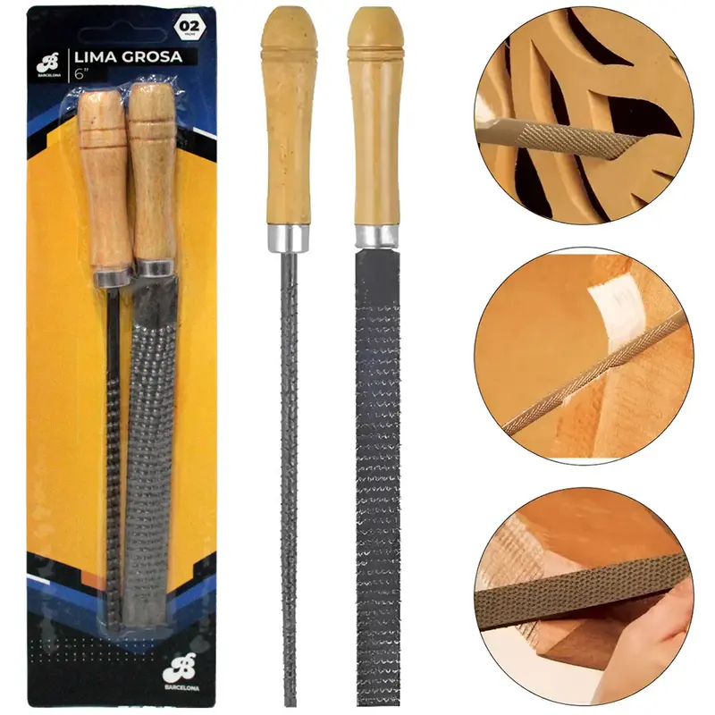 LIMA GROSA PARA MADEIRA 6'' CABO DE MADEIRA 2 PECAS
