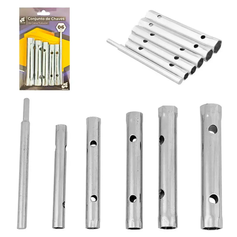 JOGO DE CHAVE PARA VELA CAIXA TUBULAR COM 5 PECAS + BARRA EXTENSORA