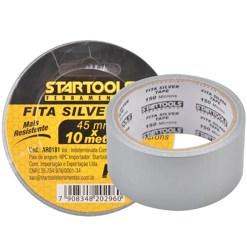 FITA ADESIVA MULTIUSO SILVER TAPE PRATA PRO 45MMX10M