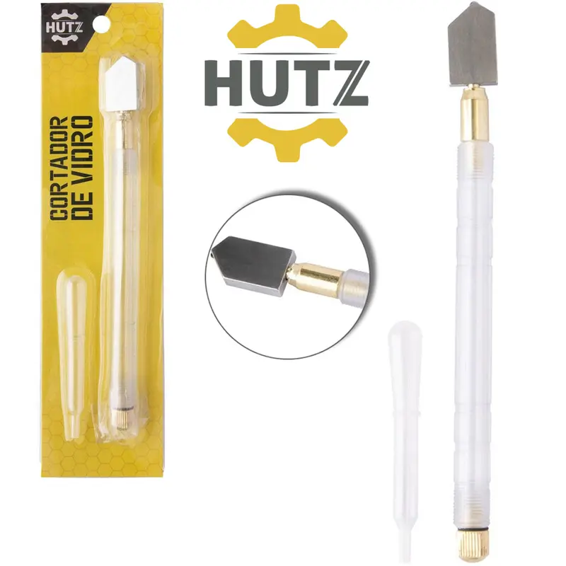 MARCADOR E CORTADOR DE VIDRO COM RESERVATORIO + BISNAGA DOSADORA HUTZ 17,5 / 8CM