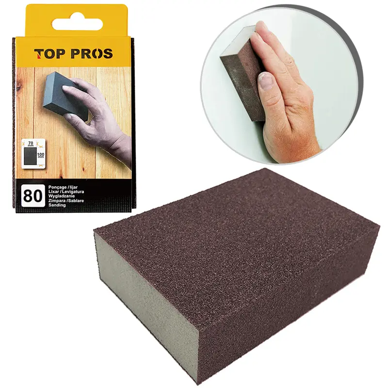 ESPONJA DE LIXA RETANGULAR 80 TOP PROS 100X70MM