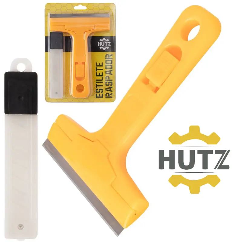 ESTILETE RASPADOR DE ACO CARBONO / PLASTICO + REFIL COM 10 LAMINAS HUTZ