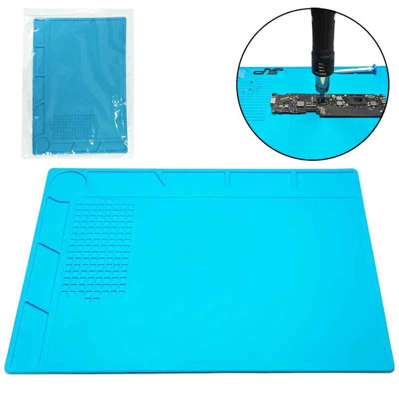 MANTA DE BANCADA ANTIESTATICA DE SILICONE AZUL 350X250MM