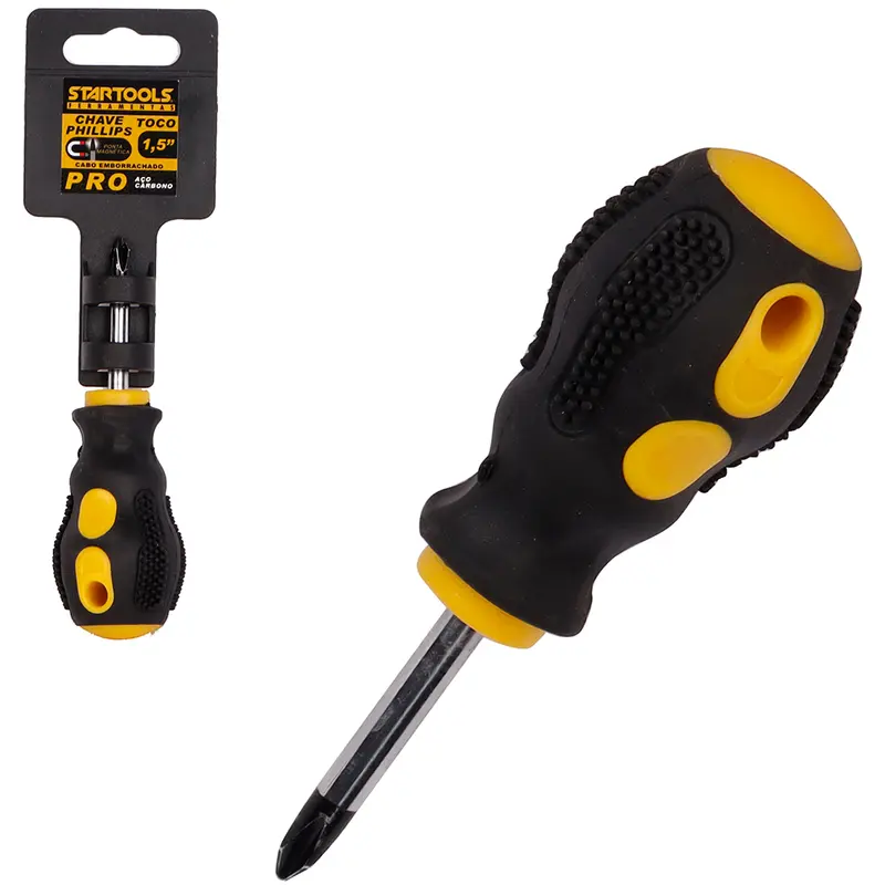 CHAVE TOCO DE PHILIPS ACO CARBONO COM PONTA IMANTADA + CABO EMBORRACHADO PRO 1,5'' UND