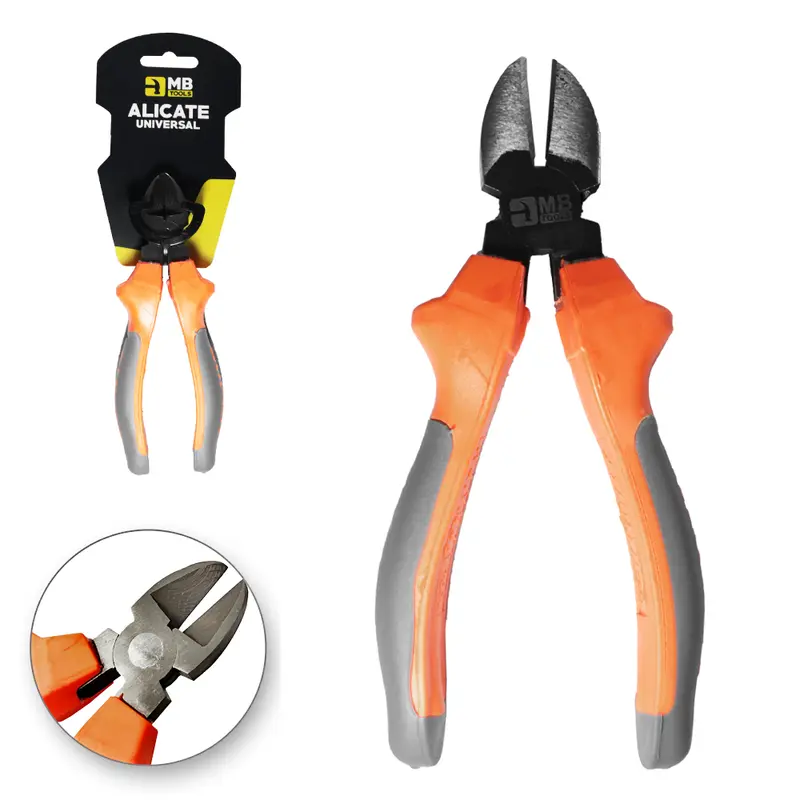 ALICATE DE CORTE DIAGONAL 6'' CABO EMBORRACHADO LARANJA / CINZA MB TOOLS
