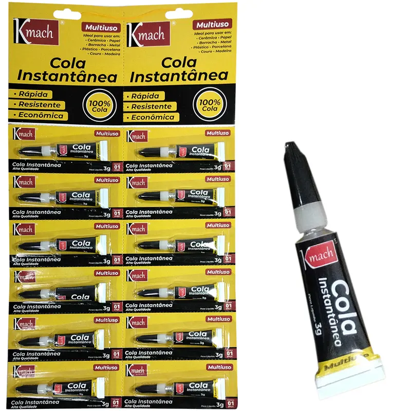ADESIVO/COLA INSTANTANEA COM 12 PECAS 3G NA CARTELA