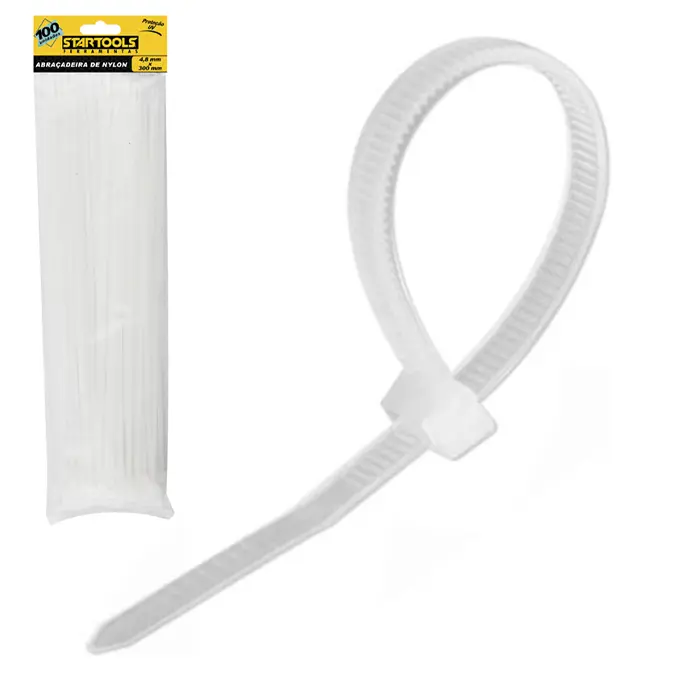 ABRACADEIRA DE NYLON BRANCO PRO COM 50 PECAS 4,8X300MM