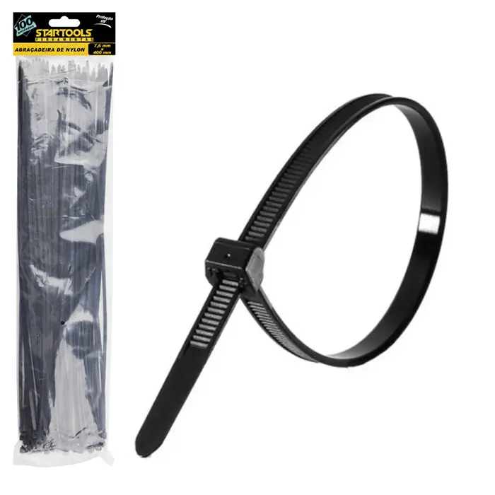 ABRACADEIRA DE NYLON PRETO PRO COM 50 PECAS 7,6X400MM
