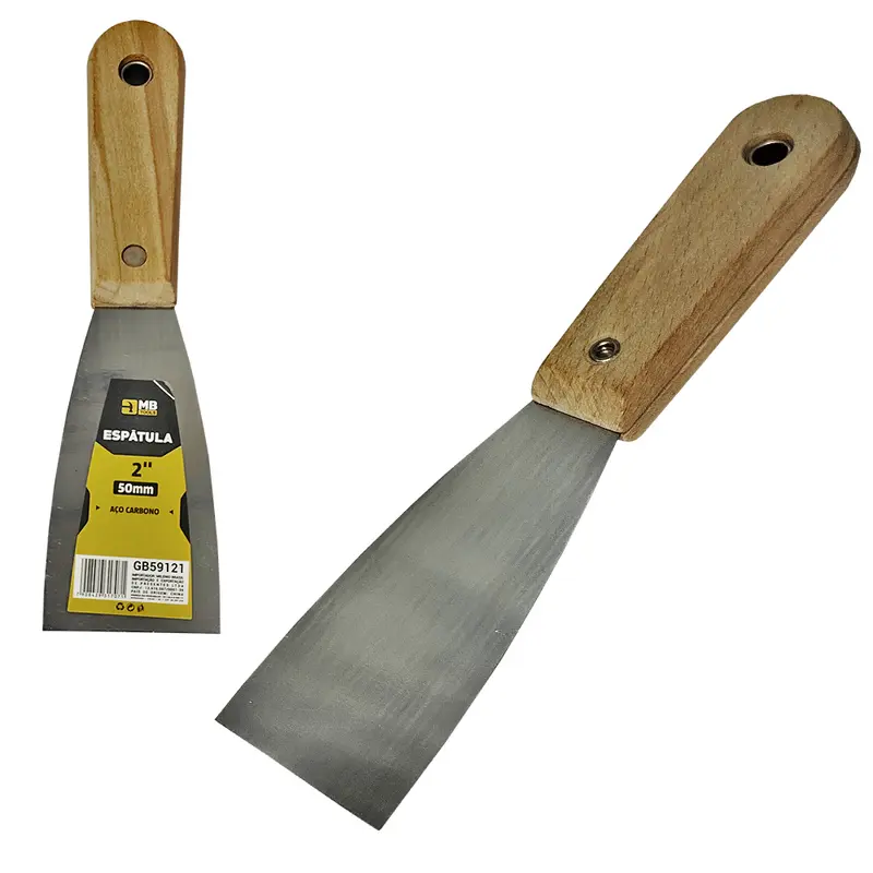 ESPATULA DE METAL CABO MADEIRA 2'' 50MM 20,5CM MB TOOLS