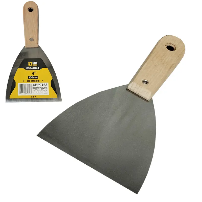 ESPATULA DE METAL CABO MADEIRA 4'' 100MM 20,5CM MB TOOLS