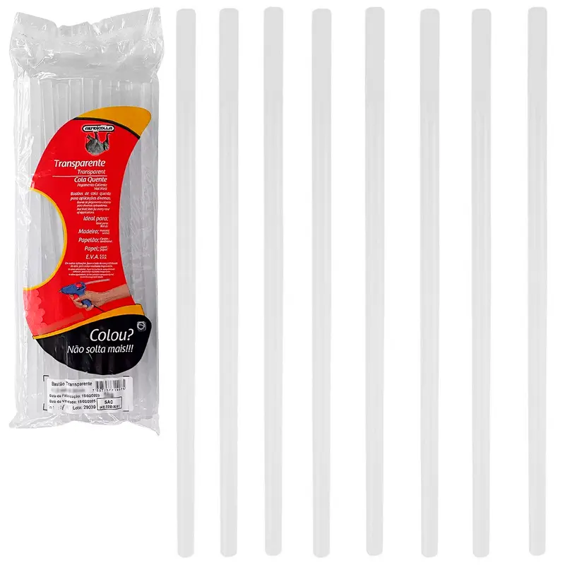 REFIL DE COLA QUENTE FINO BASTAO 1KG COM 82 PECAS 7,5MMX30CM