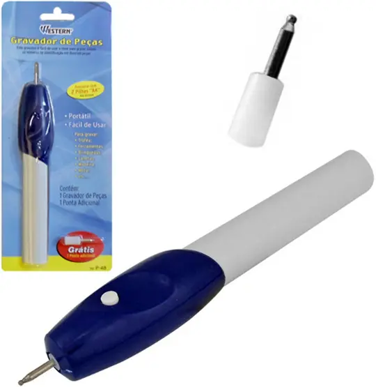 GRAVADOR DE PECAS COM PONTA ADICIONAL A PILHA 18CM