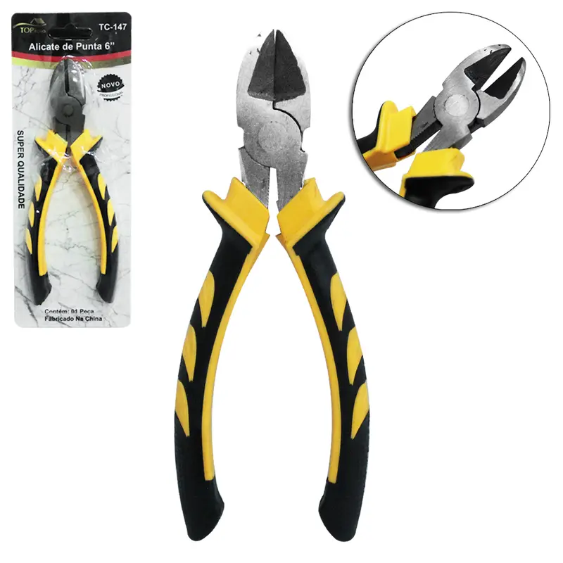 ALICATE DE CORTE DIAGONAL 6'' CABO EMBORRACHADO AMARELO/PRETO TOP CASA