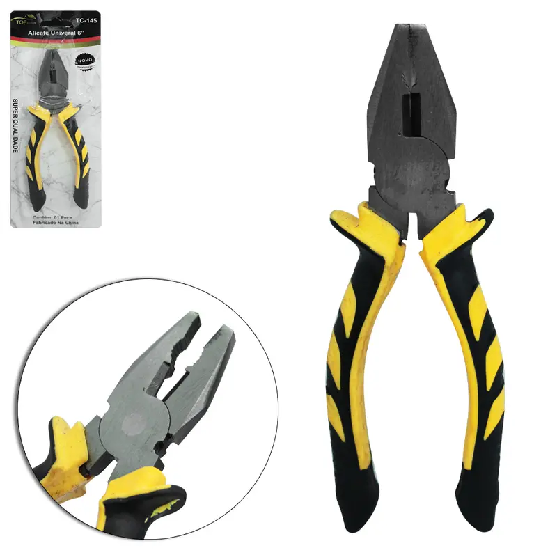 ALICATE UNIVERSAL 6'' 9MM CABO EMBORRACHADO AMARELO / PRETO TOP CASA