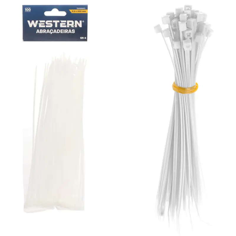 ABRACADEIRA DE NYLON BRANCO COM 100 PECAS 2,5X200MM NA SOLAPA