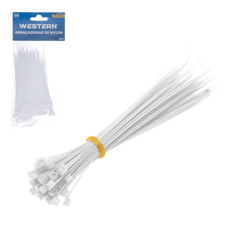 ABRACADEIRA DE NYLON BRANCO COM 100 PECAS 2,5X100MM