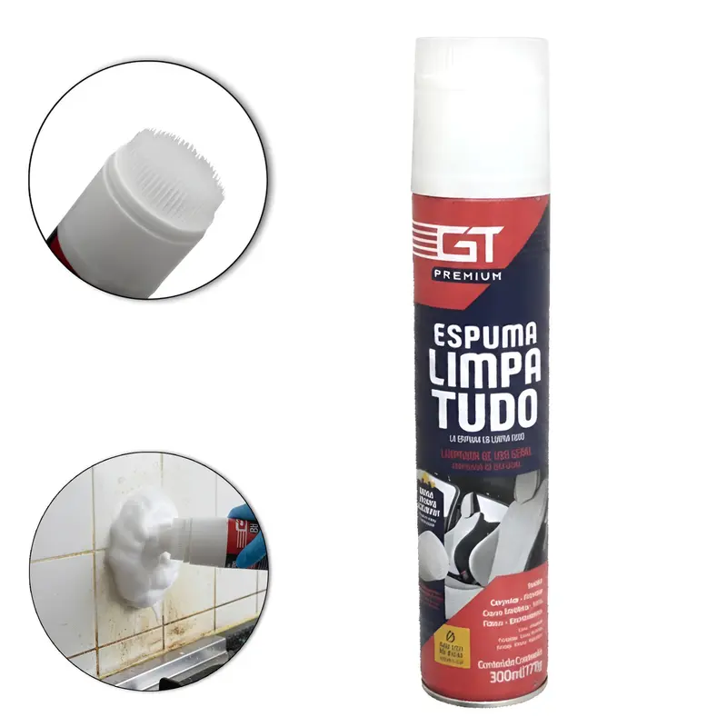 ESPUMA LIMPA TUDO SPRAY GT PREMIUM COM TAMPA ESCOVA 300ML/170G