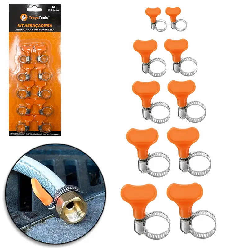 ABRACADEIRA AMERICANA AJUSTAVEL DE METAL COM BORBOLETA COM 10 PECAS