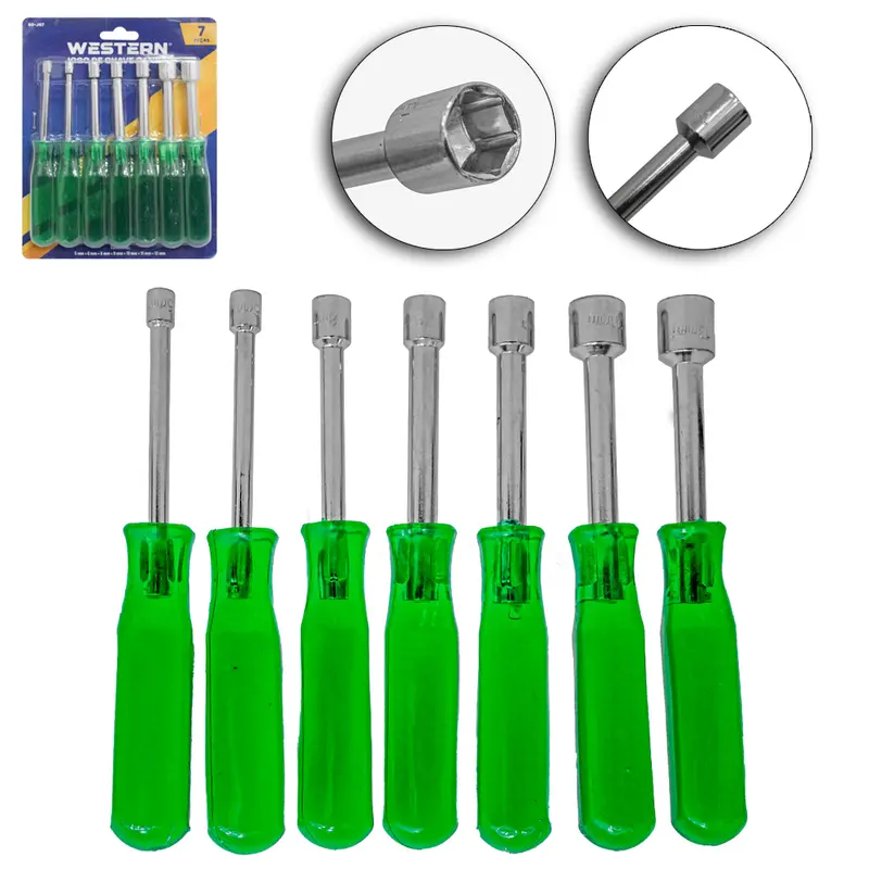 JOGO DE CHAVE CANHAO / SOQUETE CABO TRANSLUCIDO VERDE 7 PECAS