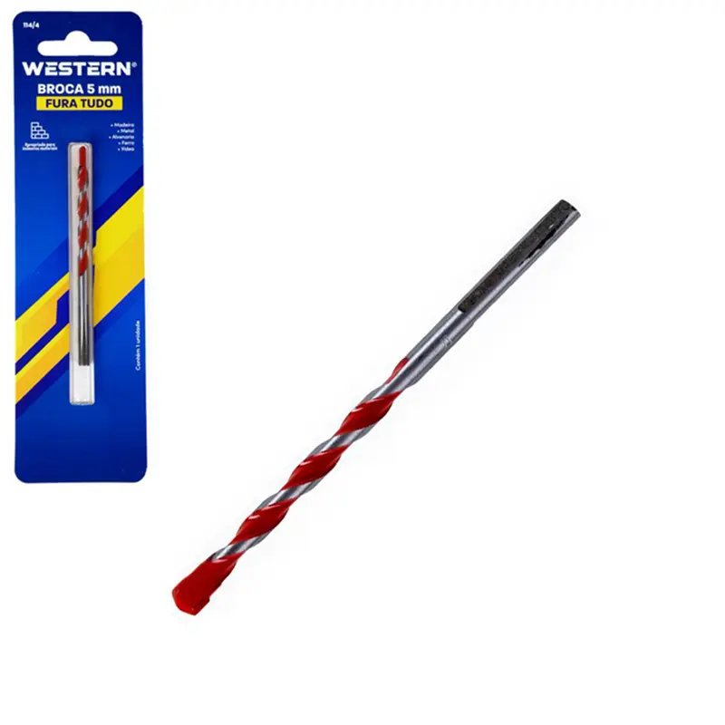 BROCA DE ACO CARBONO YG6 FURA TUDO PARA CONCRETO / MADEIRA / METAL 5MM