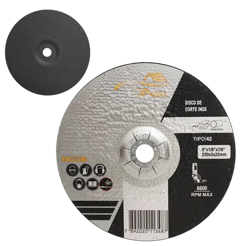 DISCO DE CORTE PARA ACO / INOX TOP CASA TIPO 42 9''X1/8''X7/8'' 230X3X22MM