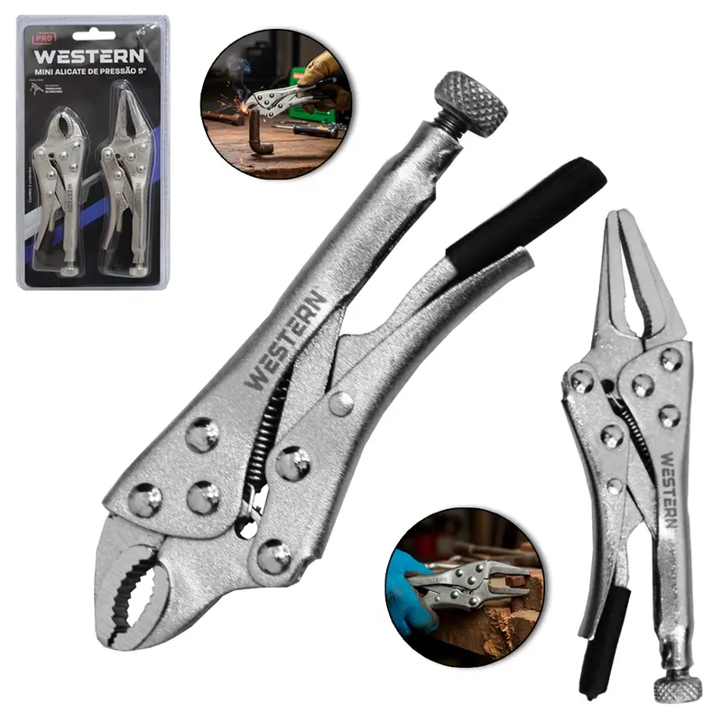 MINI ALICATE DE PRESSAO MORDENTE CURVO / RETO 5'' COM 2 PECAS