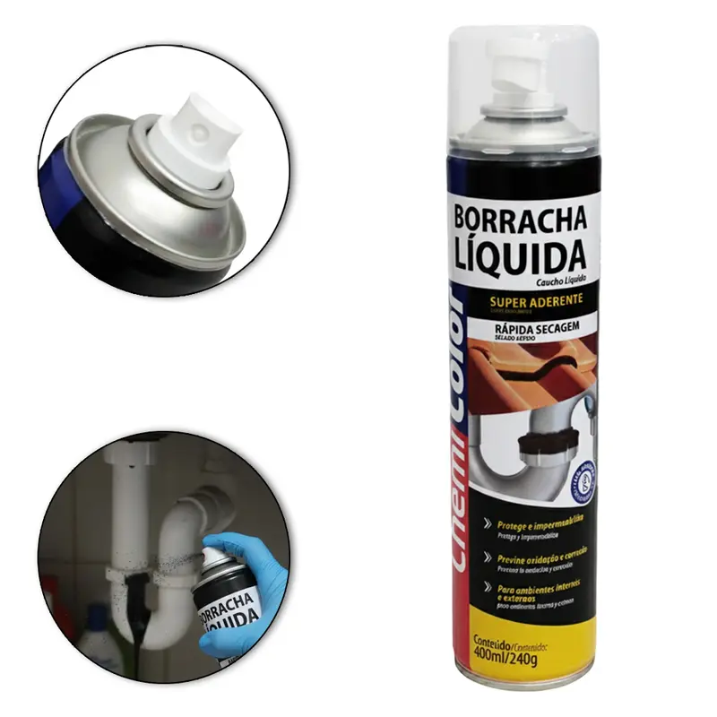 BORRACHA LIQUIDA SPRAY SUPER ADERENTE CHEMI COLOR TRANSPARENTE 400ML/240G