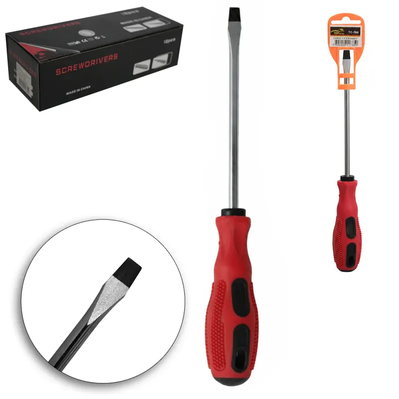 CHAVE DE FENDA COM PONTA IMANTADA + CABO EMBORRACHADO TOP CASA 5'' UND