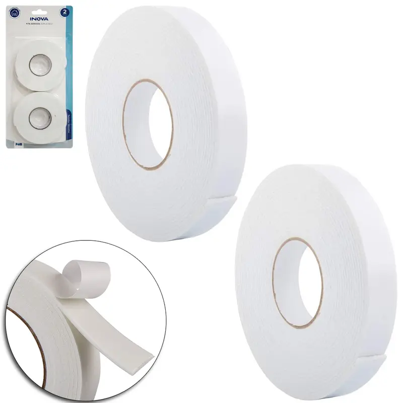 FITA ADESIVA DUPLA FACE DE ESPUMA INOVA COM 2 PECAS 18MMX3M